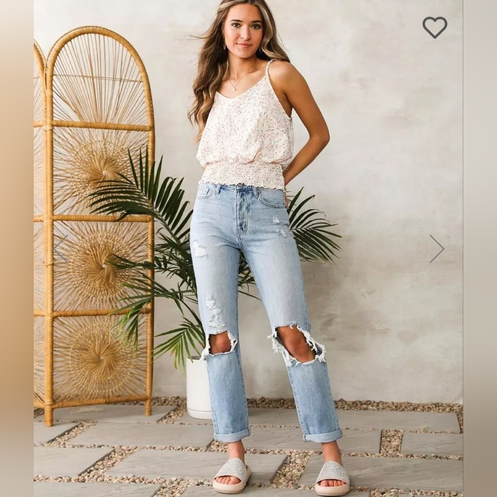 Willow and root cropped dad jeans